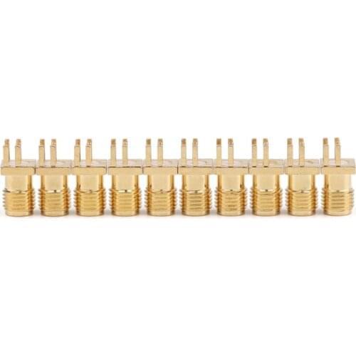 Areyourshop 10 Pcs Gold SMA Female Nut Bulkhead Solder Deck PCB Clip Edge Mount RF Adapter