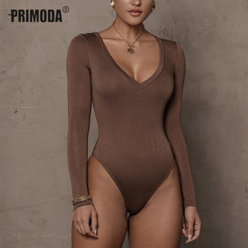 Peach Heart Collar Long Sleeve Sexy Women Autumn Bodysuits Bodycon Body Mujer Pink Rompers Outfits Finger Party Jumper PR2103G