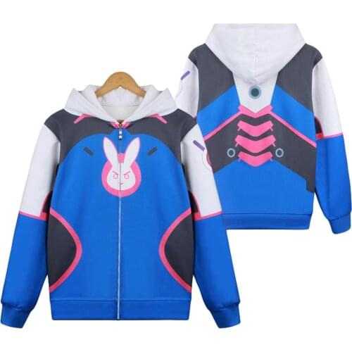 Brdwn OW Unisex DVA Genji Reaper Cosplay D.VA Hoodie Coat Jackets Hooded Tops