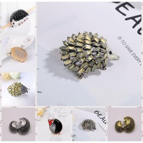 Black Enamel Hedgehog Brooches Porcupine Pin Kids Coat Bag Badges Fashion Jewelry Cute Animal Brooch Unisex Broches