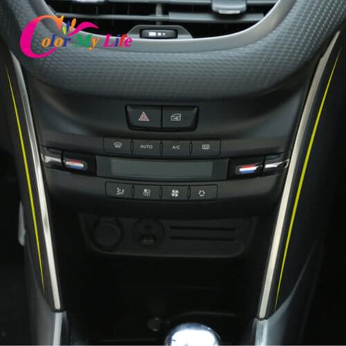Color My Life Car Central Control Air Condition Side Decoration Bright Strips Fit for Peugeot 2008 2014 - 2019 Car Accessories