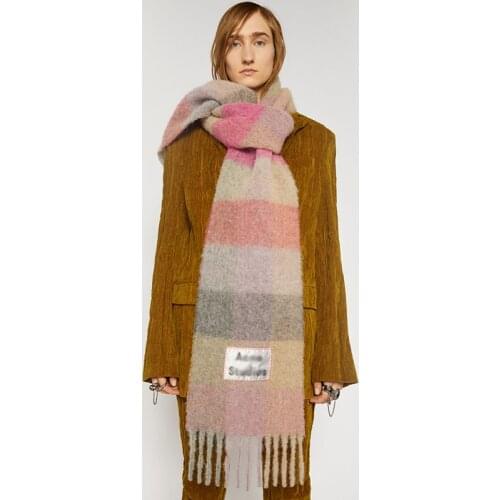 AC studios Cashmere Shawl in Autumn and Winter Winter Fashion Colored Chequered Scarf Warms Students Necks Thicker Shawls