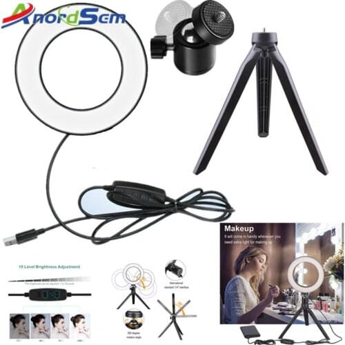 DSLR Photographic Studio Selfie Ring Light 3200K-5500K With Camera Photo Dimmable LED Lighting With USB Cable And Mini Tripod