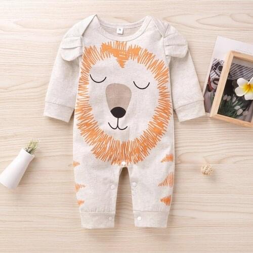 Cotton Baby Boy Romper Cute 3D Cartoon Lion Long Sleeve Baby Jumpsuit Spring Fall Baby Girl Boy Clothes Home Baby Onesie 3-18M
