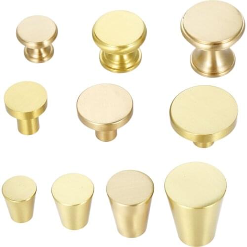 Brass Knob Copper Mini Handle Decorative Pull single hole Furniture Hardware 15mm-30mm Chinese style Door Drawer Cupboard screw