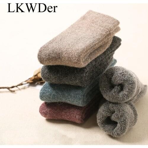LKWDer 3 Pairs Super Thicker Socks Women Merino Wool Rabbit Socks Against Cold Snow Russia Winter Warm Female Women Socks Meias