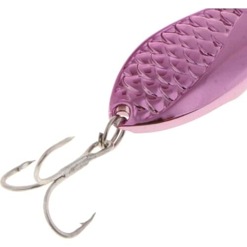 Metal Spoon Lures 25g Spinnerbait Salmon Bass Fishing Lure With Hooks Pink