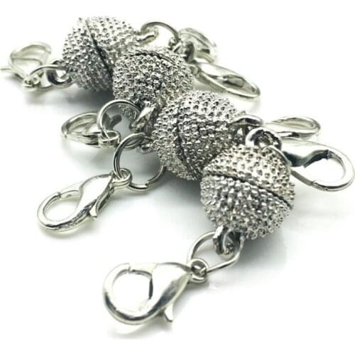 10pcs/Lot Oval-Shaped Metal Magnet Clasp And Lobster Clasp Silver-Plated Necklace Bracelet Link Accessories Button P-112