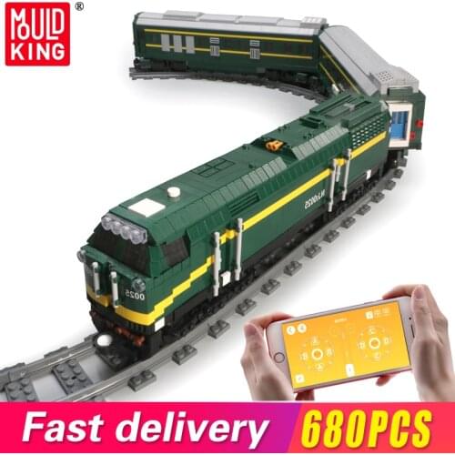 Mould King Moc World Railway Nj2 Diesel Locomotives Cargo Passenger Train Transport Model Building Blocks Bricks Toys Kids Gifts