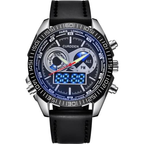 CURDDEN Brand Men Watches Fashion Leather Band Chronograph Business Watch Men Dual Time Designer Watch Montres de Marque de Luxe
