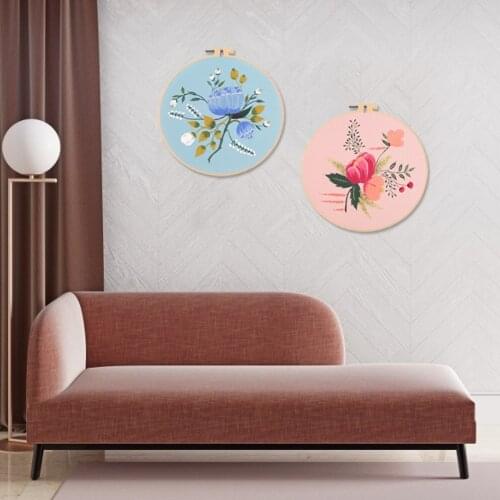 Embroidery DIY Material Kit Beginner Embroidery Kit Chinese Style Prosperous Flowers Cross Stitch Kit Sewing Craft Kits