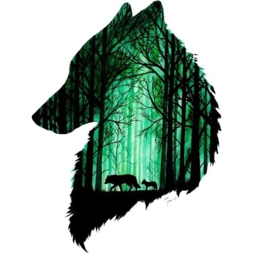 Two Wolves In The Forest PVC Motorcycle Car Sticker Cover Scratches Waterproof Car Window Body Decorative Stickers Accessories