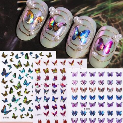 Multi-style French 3D Butterfly Pattern Stickers DIY Nail Salon Manicure Pedicure Nail Art Decorative Wholesale Nail Stickers