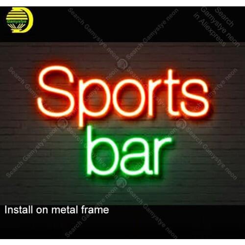 NEON SIGN For Sports Bar NEON Bulbs Lamp GLASS Tube Decorate Wall Club Beer Bar ROOM Beer BarHandcraft Advertise shop 14X8 INCH