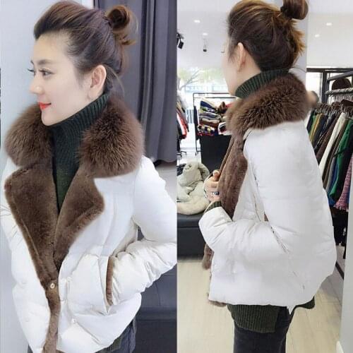 New style female European style fur collar short thick coat loose and fashionable light thin ladies cotton jacket