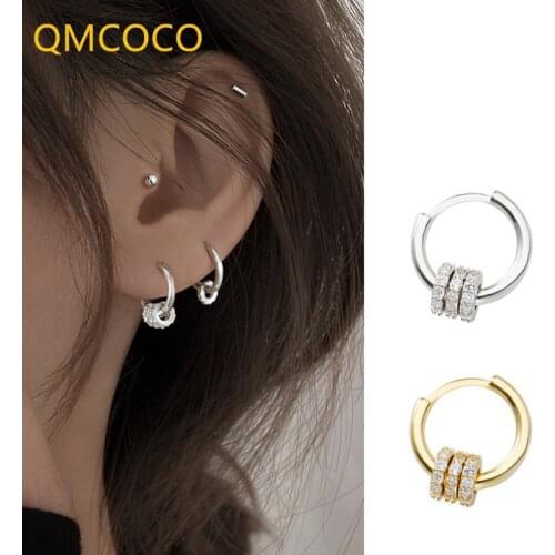 QMCOCO 925 Silver Zircon Round-Shape Earring 2021 New INS Style Fashion Simple Elegance Jewelry For Woman Party Gifts
