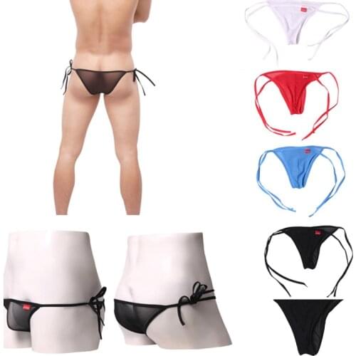 Sexy Gay Underwear Men Briefs Shorts Ultra-thin Transparent Mesh Panties Solid U Convex Pouch Jockstrap Low Waist Underpants