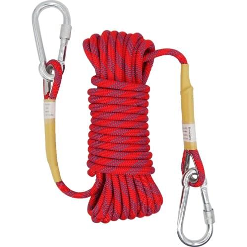 Bonesafe Static Rope with Two Carabiners 10M/20M Low Stretch Utility Rope for Rescue work, Caving, Hiking