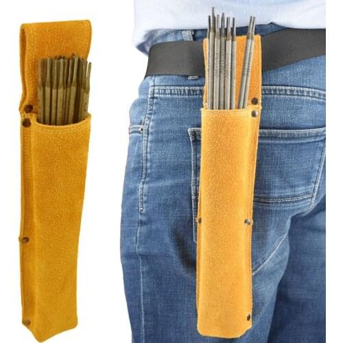 Welding Rod Storage Bag Tool Bag Electrode Holder Flame Retardant Cowhide Leather Hardware Waist Bag Buckle Storage Hiking