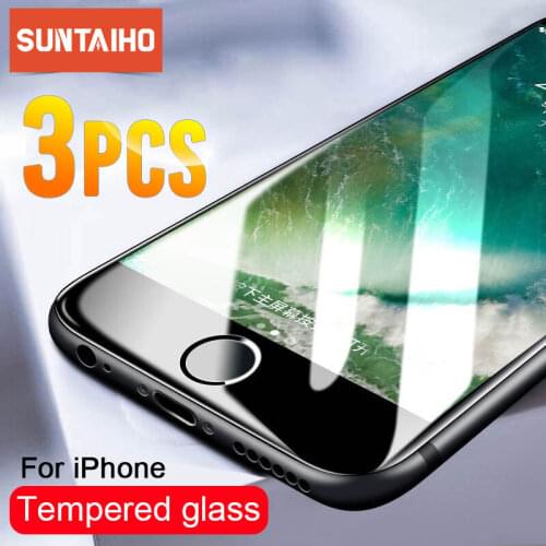 3Pcs Tempered Glass For iPhone 12 11 Pro Max XR XS X 13 Pro Screen Protector Glass For iPhone 7 8 5s 6 6sPlus SE 2020 Glass Film