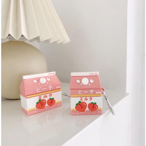 For AirPods 1 2 Protective Cover Peach Milk Shell for AirPods Pro Wireless Bluetooth Headset Silicone Soft Shell Anti-drop Ins