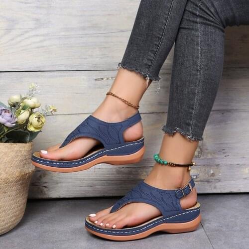Women Sandals Summer 2021 Female Shoes Woman Peep-toe Wedge Comfortable Sandals Flat Sandals Female Sandalias Plus Size 43