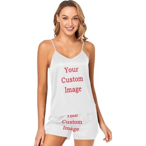 Personalized Custom Pajamas Women Sleepwear Sleeveless Sling Pajama Set Comfortable Shorts Suit Casual Nightwear Home Clothes