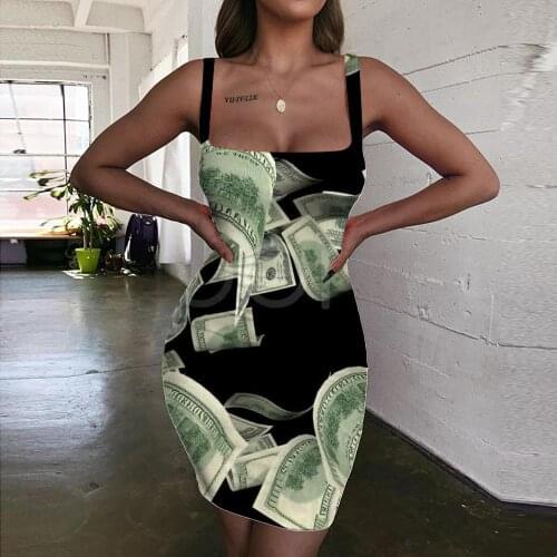 KYKU Brand Money Dress Women Dollar 3d Print Harajuku Bodycon Dress Novel Vestido Sexy Womens Clothing Club Short Korean Style