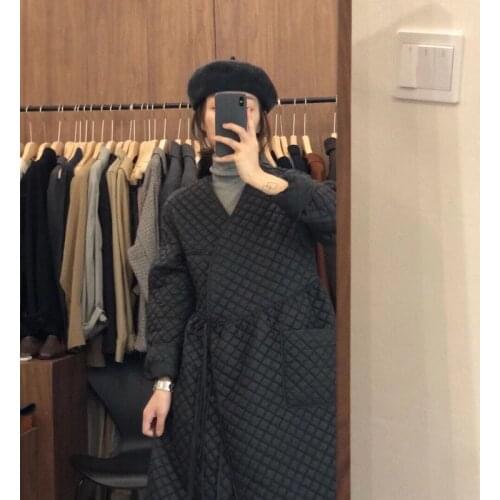 Winter Long Parkas Jackets For Women 2021 Korean Fashion Loose Rhombus Quilted Cotton Padded Coat Harajuku Outwear Manteau Femme