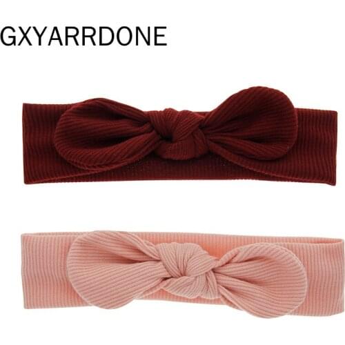 1pcs New Soft Bunny Ears Elastic Cotton Baby Headbands Newborn Baby Girls Bow Hairbands Kids Children Hair Accessories Headwear