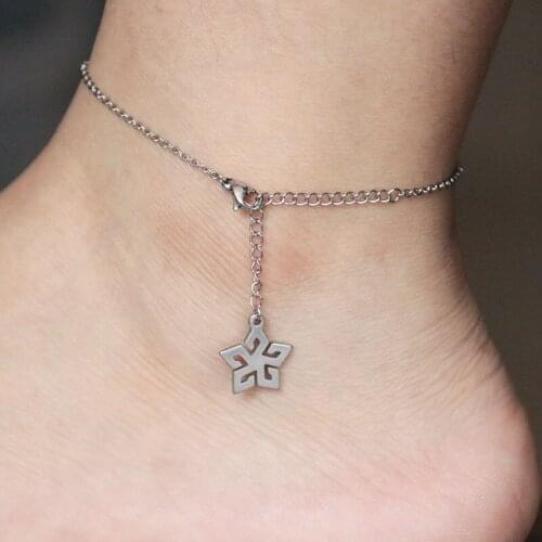 1Pc Bauhinia Star Flower Stainless Steel Anklet Female Ankle Bracelets Foot Bracelet Fashion Beach Jewelry Accessories For Women