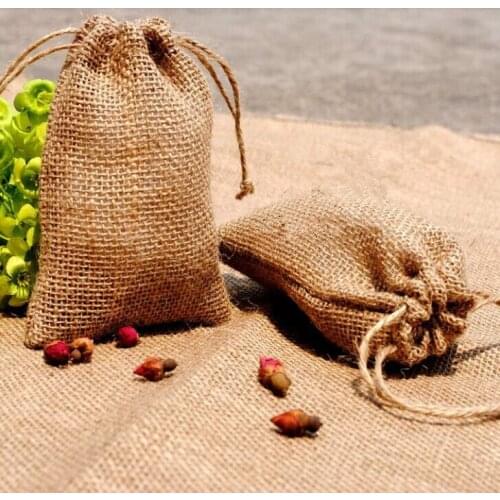 100pcs Hessian Mini Bags Rustic wedding bomboniere Gift bags for Wedding decorations supplies baby shower favors free shipping