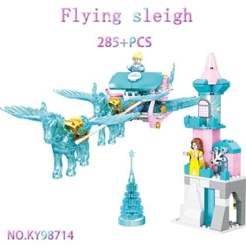 285PCS KAIZHI 98714 Fling sleigh Assembled building blocks princess girl heart color matching toy Ice castle building model gift