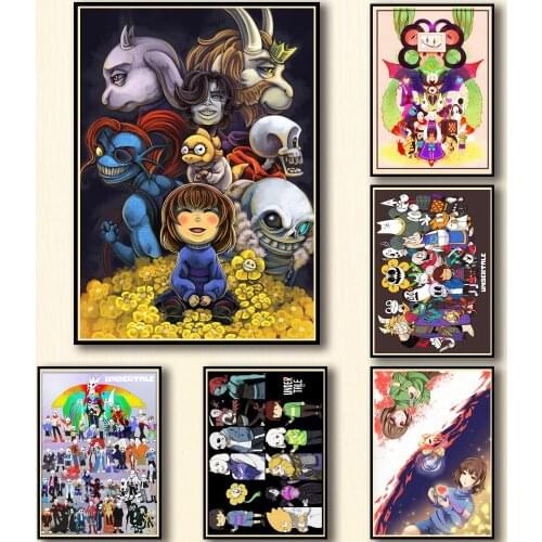 50 Designs Game Undertale Whitepaper Poster Home Decal Art Painting Funny Wall Sticker for Coffee House Bar