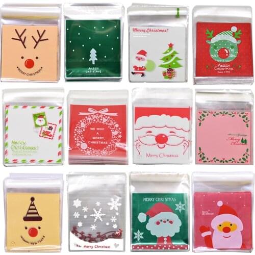 50pcs 10x10cm Christmas Candy Bags Cute Pumpkin Ghost Gift Bag For Cookies Snack Food Packing Christmas Party Decor Supplies