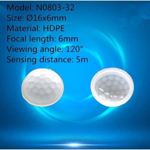 50pcs N0803-32 dome shape human body infrared PIR sensor HDPE plastic fresnel lens 16*6mm focal length 6mm