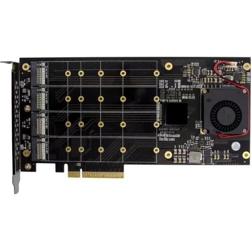 PCIe 3.0 X4 PLX8724 to 4 Port M.2 NVMe SSD Adapter Expansion Card Quad Mkey Nvme to Pci-E Converter for PC 32G/bps win10 linux