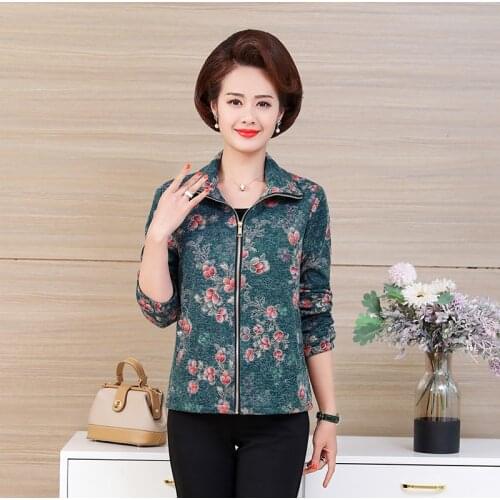 Basic Tops Overcoat 2019 New Spring Autumn Women Casual Coats Jackets XL-5XL Plus Size Printed Coat Mother Middle age clothing