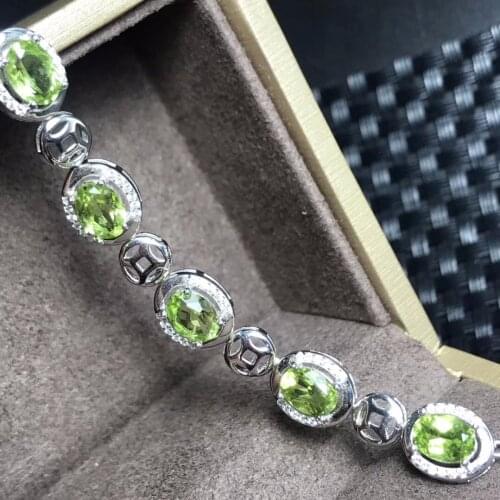 Natural peridot bracelet, beautiful mood, 925 silver, adjustable size