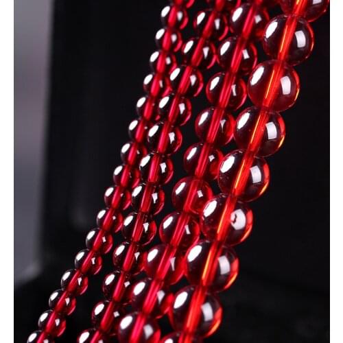 New Natural Stone garnet Crystals Beads Smooth Loose Beads 4-12mm for Jewelry Making Charm Accessories DIY