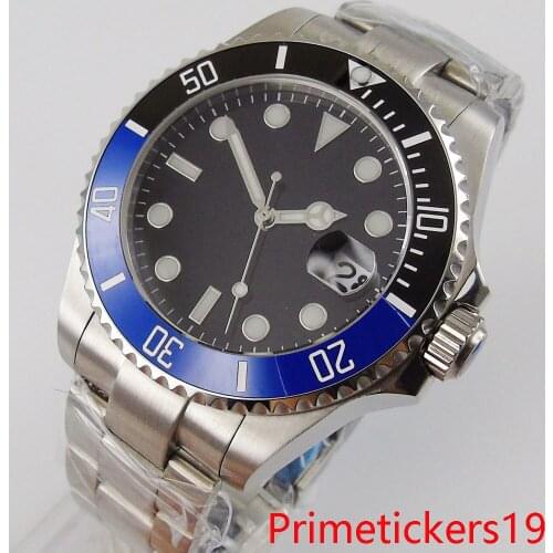 BLIGER 40mm black sterile dial sapphire glass luminous hands stainless steel NH35 miyota 8215 movement