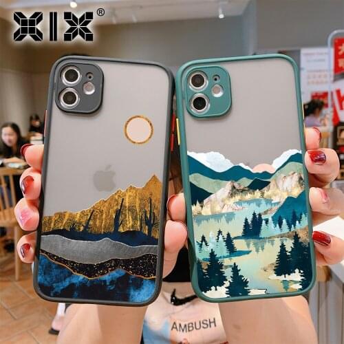 XIX Hand Painted Case For iphone 11 12 Pro MAX Mini X XS MAX XR Scenery Cover Hard Shockproof Case For iPhone 7 8 Plus SE2020