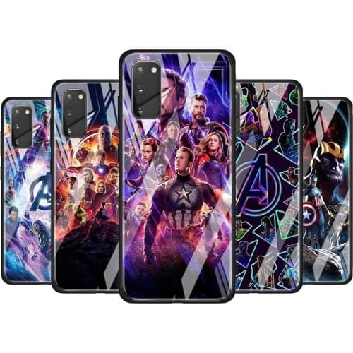 Marvel The Avengers Tempered Glass Cover For Samsung Galaxy S20 S10 S9 S8 S10E FE Ultra Plus Lite 5G Phone Case