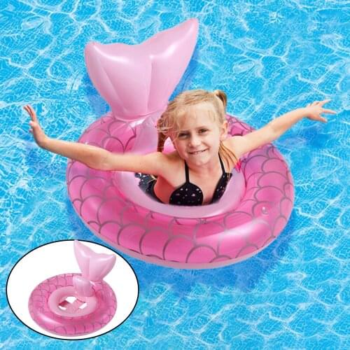 PVC Kids Swimming Loop Inflatable Mermaid Floating Bed Seat Vacation Water Play for Pool Party Kids Gifts