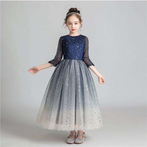 Sequined Stars Kids Dresses For Girls Princess Tutu Dress New Year Ball Gowns summer Wedding Dress Christmas Party Girls Dress