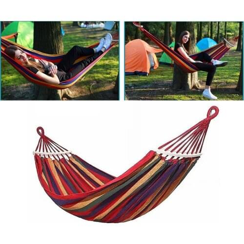190*150cm 2-Person Double Hammock Chair Striped Swing Anti-rollover Outdoor Hammock For Outdoor Camping Travel For Lying Down
