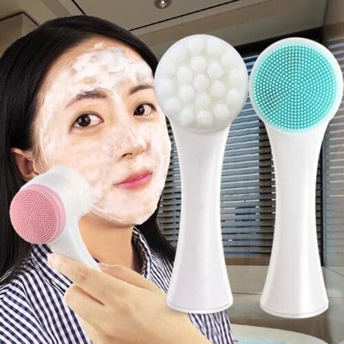Double-Sided Silicone Facial Cleanser Brush, Manual Blackhead Removal Brush Facial Cleansing Massage Wash Product TLSM
