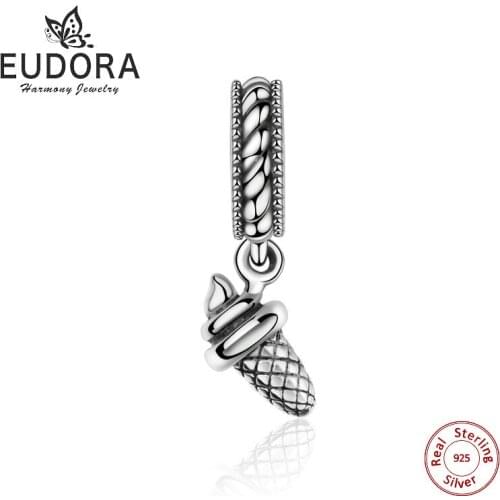 Eudora 925 Sterling Silver Sweet ice cream Charms Beads Fit Bracelets & Bangles DIY Jewelry for Women Party birthday Gifts Z18