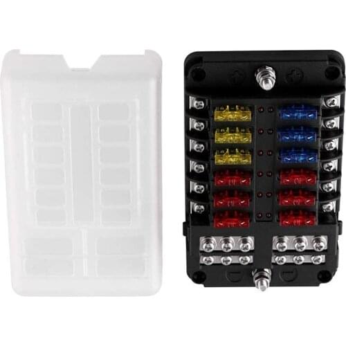 Hot Sale Fuse Box Holder With 6 Way 12 Way Blade Fuse Holder Block & Warning Indicator 12V~24V For Truck Car RV Marine Boat