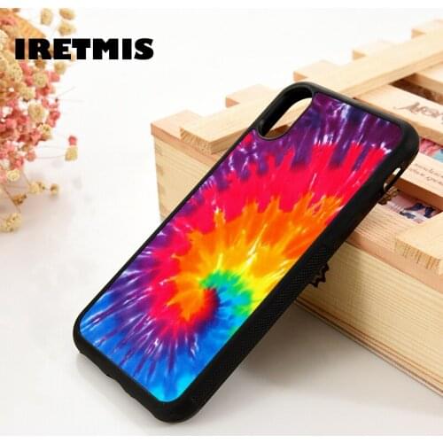 Iretmis 5 5S SE 6 6S TPU Silicone Rubber Phone Case Cover for iPhone 7 8 Plus X Xs 11 12 MINI Pro Max XR Tidal Tie Dye